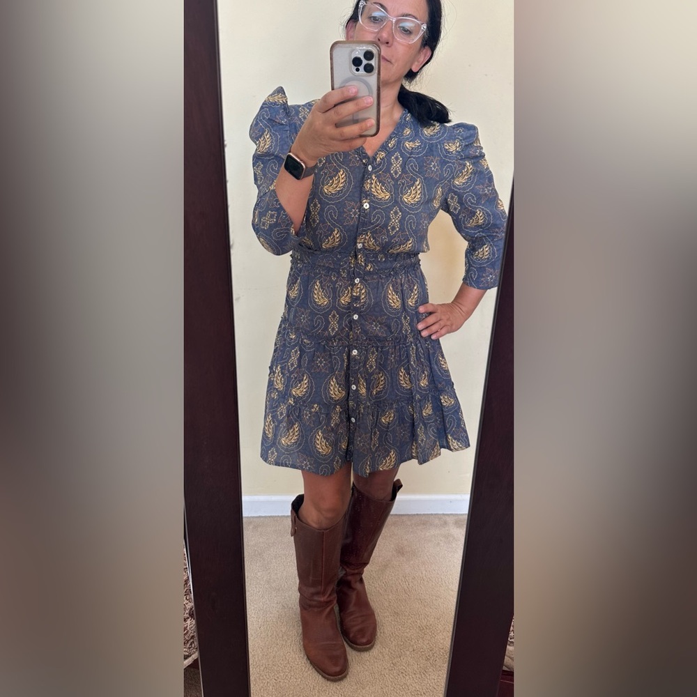 Bindu size medium blue short shirt shirt dress. - Picture 2 of 9